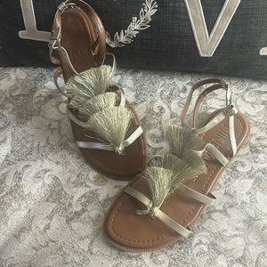 Nine West Gold color Gladiator Sandal Size 10